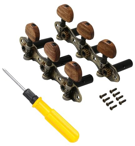 Yibuy Bronzy Stimmwirbel für Konzertgitarre, 1 L, 1 R, mit Schraubendreher-Set, 110 x 45 x 31 mm, 3 Stück