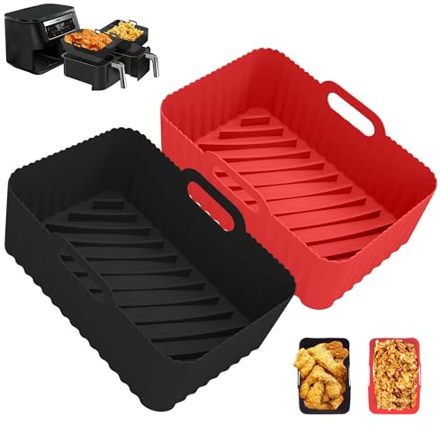 Silicone Air Fryer Liners for Ninja Dual Air Fryer, 2 Pack Liner Accessories, Airfryer Liners for Ninja