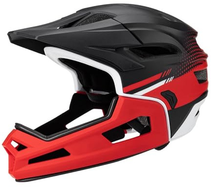 Baoblaze Full Face Bike Helmet Removable Washable Lining Cycling Equipment Mountain Bike Helmet for Women Men Adult Outdoor Activities, Red Black