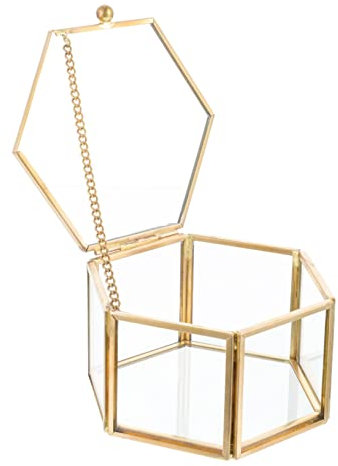 AOKWAWALIY 1 Stück Box Glas Aufbewahrungsbox DIY Ehering Behälter Retro Stil Schmuckhalter Ohrringe Fall Ringhalter Schmuck Organizer Hochzeit Versorgung Schmucketui