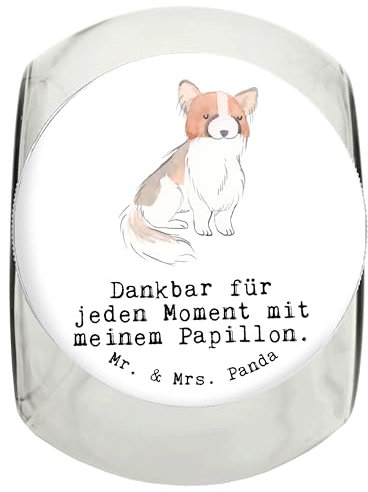 Mr. & Mrs. Panda Leckerli Glas Papillon Moment L 870ml - Geschenk, Leckerli Dose, Leckerli Glas Hund, Hund, Hundeleckerlies Behälter, Tierfreund,