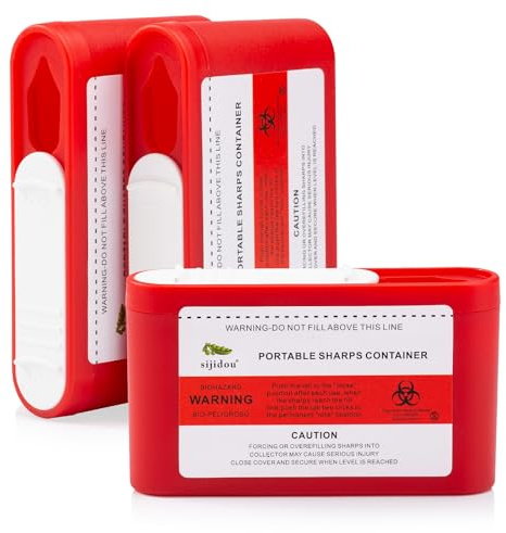 3 Pack Portable Sharps Container for Travel and Home Use,Pocket Travel Sharps Disposal Container,Specially Designed for Diabetic Needles and Test Strips Compact Size for Travel and Daily Personal Use