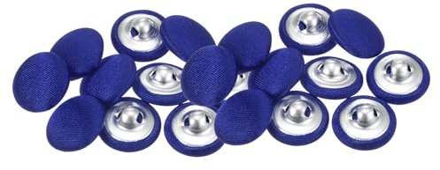QUARKZMAN 20 Stück Dunkelblau Knöpfe mit Stoffüberzug 15mm Satinstoff Bezogen Nähknöpfe Runde Bastelknöpfe Metallschaft Ösenknöpfe Vintage für Mantel Kleidung Jacke Blazer Anzüge DIY