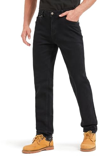 Zylioo Långa jeans för män 34/36 lång innersöm, extra lång smal passform stretchjeans, hög denim med 5 fickor, Svart, 56 tall