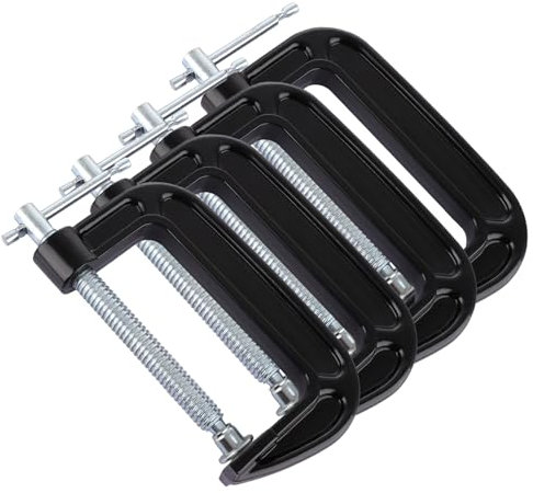 WOPPLXY 4 PCS G Clamp 4inch, 150mm Steel G-Clamps Heavy Duty, Industrial Strength C Clamp for Woodwork, Welding and Building