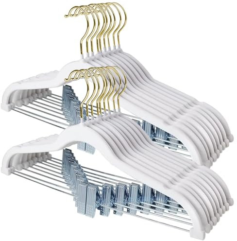 Stormix Vevlt - Confezione da 24 grucce resistenti per gonne, pantaloni, abiti e giacche (gancio dorato)