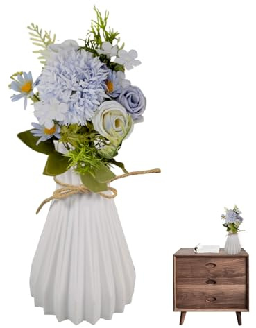 DERJDISF Florales Artificiales para Decoración - Decoración Majestuosa con Flores de Tela, Ramos de Flores Preservadas, Hortensias Artificiales, Jarrones Decorativos y Más