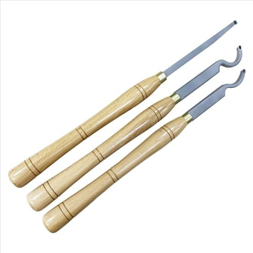 Outils de tournage du bois for tour, ensemble de 3 pièces, outils de tour en carbure avec arbres de style crochet à angle droit, ciseaux de tour tournant avec poignées confortables, outils de tour for