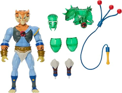 ​Masters of the Universe Origins x ThunderCats - Tygra, action figure snodata crossover anni '80, con armatura rimovibile, frusta bolo e mini fumetto, giocattolo per bambini, 6+ anni, JFW96