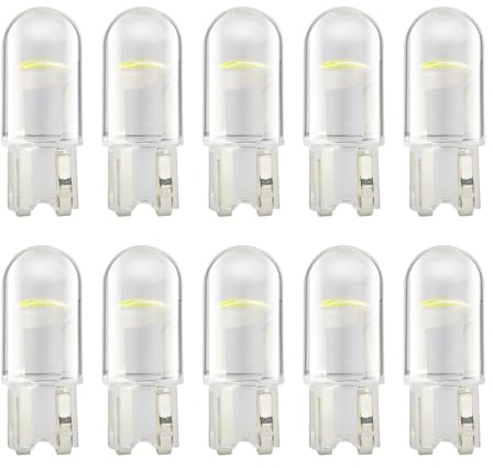 Fllyvly 10 lampadine LED W5W T10 per auto 12 V 6000 K 120 LM COB, sostituzione di lampadine 194, T10, 168, 2825, lampadina W5 W, lampadina notturna a LED per auto 12 V 5 W, illuminazione interna