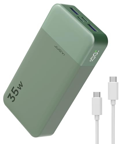 JUOVI Power Bank 35W 20000mAh Cargador Portátil Carga Rápida | Carga Rápida con Puertos USB 2A y 2C, Pantalla LED, Paquete de Batería Externo para iPad Tablet iPhone Samsung Galaxy etc.