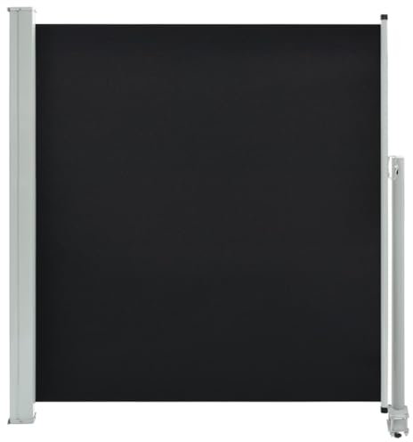 Homvdxl Seitenmarkise Versenkbar 300x140cm Seitenmarkise Terrasse Sonnenschein Sichtschutz PU Beschichtung Windschutz für Büro Fenster Innenhof Dachterrassen Pools (Schwarz)