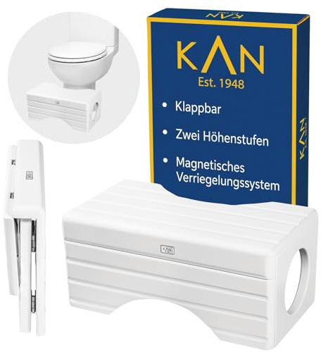 KAN Toilettenhocker für Erwachsene - Toilettenhocker Holz - Klohocker - Badezimmerhocker -Toiletten Hocker - WC Hocker Toilette - Toilettenhocker klappbar - WC Hocker Erwachsene - Loki