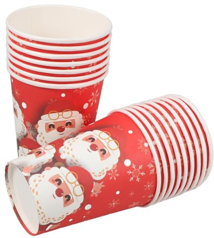 VALICLUD 16 Pezzi Bicchiere usa e getta tazze da tè natalizie forniture festive coppa della festa di natale da festa bicchieri natalizi invernali carta rosso