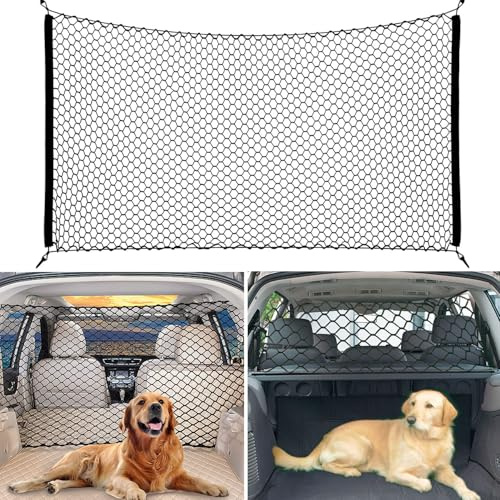 bangminda Separation Net for the Boot of Pets Protective Grille Car Barrier Separation Net Dog Guard Car Elasticity Dog Protection Gate for Boot Safety Net for Dogs Universal 120 x 70 cm