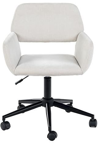 39F FURNITURE DREAM Moderner Regiestuhl – weißer Stoff, ergonomisches Design, leise Räder, höhenverstellbar