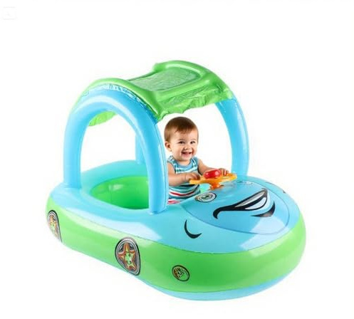 Galleggiante Piscina per Bambini | Galleggiante per,Giochi Gonfiabili con Ombrellone a Forma di Auto per Spiaggia e Estate