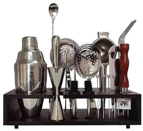 Bartender Kit, Cocktail Making Set, with Shelf Cocktail Kit Accessories(Silver)
