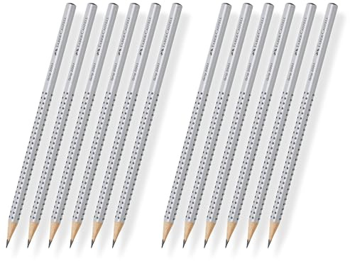 Faber-Castell 117697-6 Bleistifte GRIP 2001, Härtegrad: HB, Schaftfarbe: silber (HB, 12, stück)