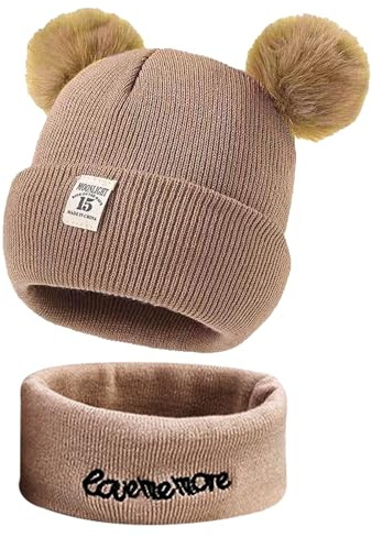 MLPKOI Cappellino Neonato, Set Cappello e Scaldacollo Bambino, Berretto Invernale, Morbido ed Elastico, Inverno Berretto Scaldacollo e Caldo Cappello per Ragazzi Ragazze, 0-24 Mesi Autunno Inverno