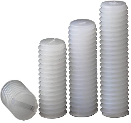 BCOMFY 10 pièces M6 filetage métrique blanc Nylon PA66 plastique isolé fendu bout plat sans tête sans tête boulon sans tête vis de réglage(12mm)