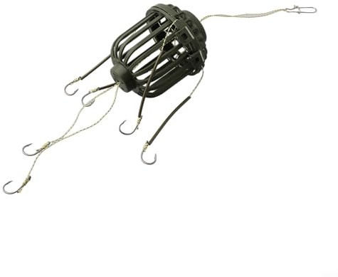Gdfnmogo Explosion Haken Halter für Karpfen Feeder Korb, Outdoor Köder Käfig Korb mit 6 Starke Angelhaken, ABS + High Carbon Steel Feeder Ta