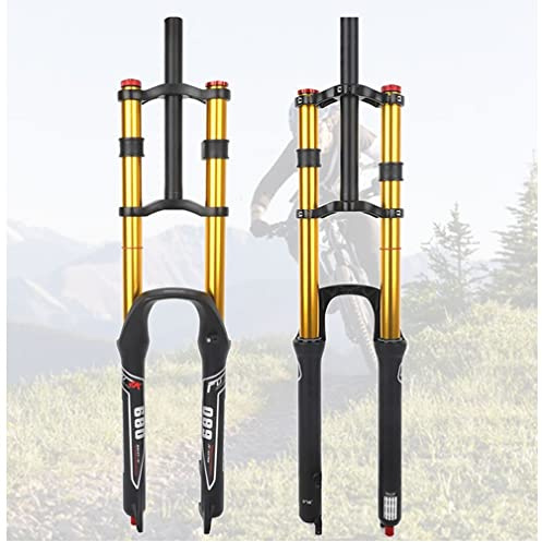 KJHFD Inch Mountain Bikes Fork Downhill Air Travel 1-1/8 Straight Bicycles Front Rebound Adjust Manual Lockout Disc Brake 9mm