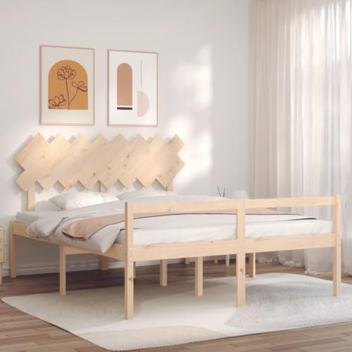 Genérico Cama para Personas Mayores con cabecero Madera Maciza 160x200cm,Mobiliario,Camas y Accesorios,Camas y somieres-3195556