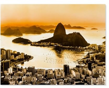 5D DIY Diamond Painting Kit，Zuckerhut und Botafogo Strand in Rio de Janeiro, Brasilien，Mosaik, Diamantmalerei für Erwachsene, Round Diamond Picture Home Art（30 x 40 cm/11.81 x 15.74 Zoll）-N294