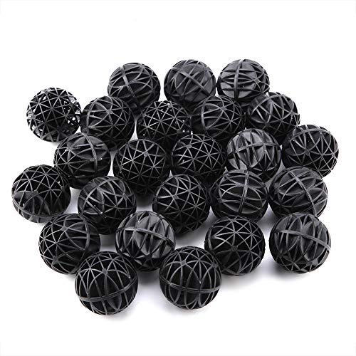 Rengue Aquarium Filter Media 50Pcs Biochemical Ball, Aquarium Filter Media for Fish Tank Pond and Large Volume for Freshwater and Seawater Filtration Filters and Accessories (46mm with cotton)