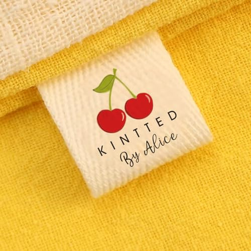 Handmade with Love Sewing Labels, Personalized Text/Logo Sew Tags, 100% Cotton, Fabric Labels for Handmade Items and Apparel(B)