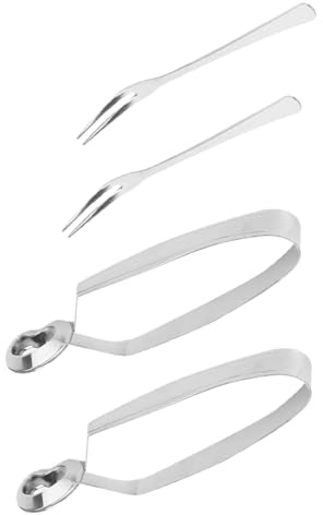 TOBBOMEY Juego de 4 Utensilios para Caracoles y Mariscos Acero Inoxidable Pinzas y Tenedores Adecuado para Cenas en Casa