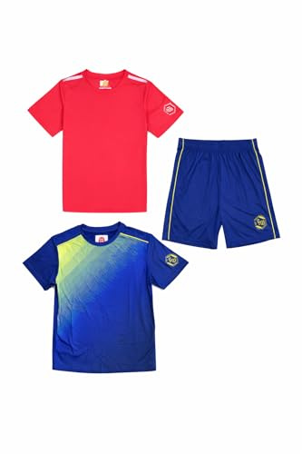 ALPHADVENTURE Set sportivo per bambini in 3 pezzi, tuta, 2 maglietta a maniche corte e 1 pantaloncini da 6 a 14 anni, 8 anni