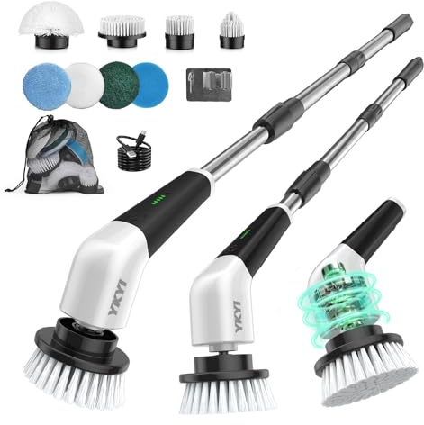 YKYI Electric Spin Scrubber, Cordless Cleaning Brush with 8 Heads