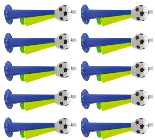 10 Stück Fußball Vuvuzelas, helle Farben, tragbare Geräuschemacher, geeignet für Menschenmengen, Jubel und Karneval, Partys, Geräuschemacher