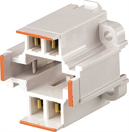 Leviton 26725-403 CFL Lampholder 4-Pin G24q-3, GX24q-3 Base 26W Bottom Snap-In Vertical Mount - White/Orange (Package of 5)