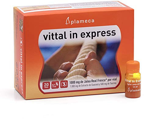 PLAMECA Vittal In Express Jalea Real Defensas, Cansancio y fatiga efecto Choque, con Guaraná. Taurina, 20 Viales de 10 ml