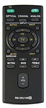 New remplacé perdu Télécommande RM-ANU159 RMANU159 Compatible Sony les systèmes Audio & TV Sony modèles HTCT60, HT-CT60 câble agrafeuse et SA-CT60 câble agrafeuse SACT60