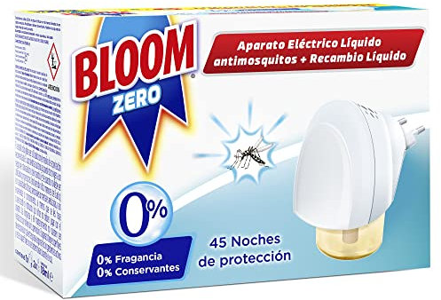 Bloom Zero Eléctrico Líquido (1 aparato + 2 recambios), insecticida con 0% conservantes y 0% fragancia, antimosquitos eléctrico para interiores, 1