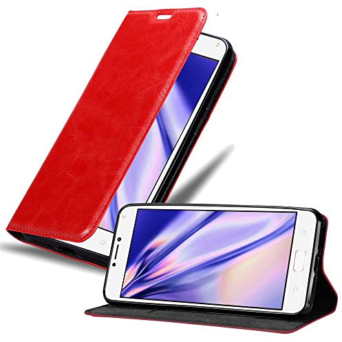 Cadorabo Custodia Libro per Asus ZenFone 4 MAX (5,2 Zoll) in ROSSO MELA - con Vani di Carte, Funzione Stand e Chiusura Magnetica - Portafoglio Cover Case Wallet Book Etui Protezione