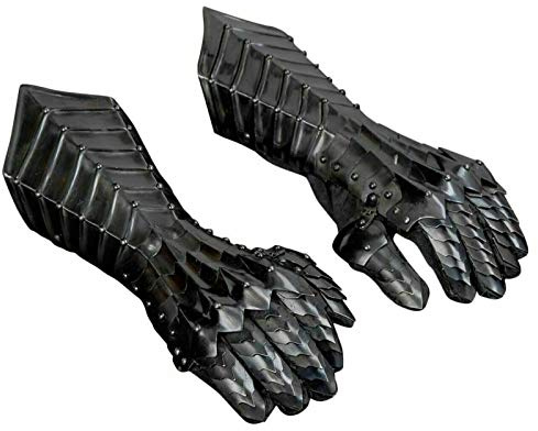 Mittelalterliche Ritterstulpen Gothic Stulpenhandschuhe 18G Stahl Nachbildung, weiß, XL