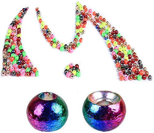 MAXIMUMCATCH 100er Pack Wolfram Fliegenbinden Perlen Kopf für Nymph Fliegenfischen Bindenmaterial runde Perlen Tungsten Bead Head 10 Farbe