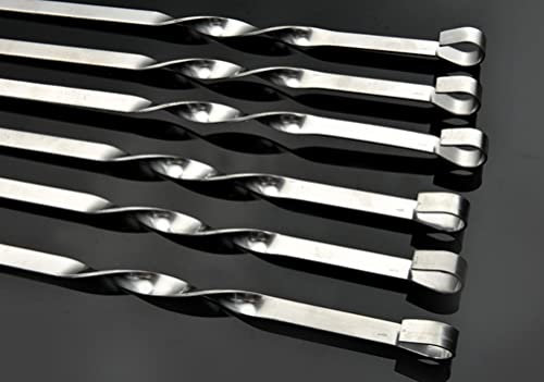 18 pinchos para barbacoa de acero inoxidable, 45 cm, brochetas de shashlik inoxidables, brochetas largas para carne, verduras, pan palo, pinchos para carne para hoguera, barbacoas, accesorios para