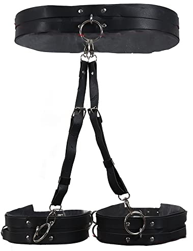 Damen Punk Leder Körperkette Sexy Einstellbare Taillenkette Schwarz Bein Strumpfband Gürtel Gothic Schelling Kette Körperzubehör für Frauen
