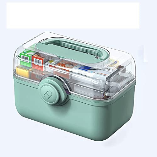 Erste Hilfe Set/Verbandskasten Home Medizin Box Erste-Hilfe-Kit Tragbare Medizin Große Medizin Schrank Aufbewahrungsbox Haushaltsgüter im Freien Reise Waren Familienmedizin Box ( Color : Groen , Size