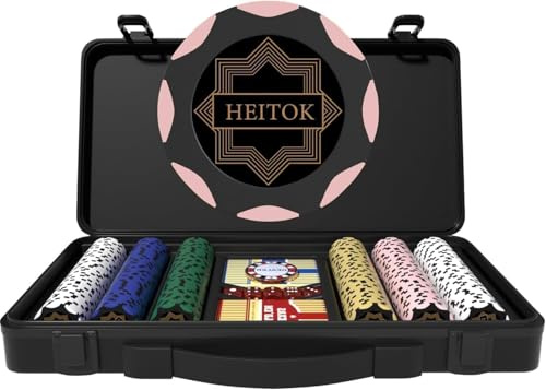 HEITOK Pokermarker Set 300 st 14g Lera Blankmarker – Professionell Polykarbonatväska för Texas Hold'em & Spelkvällar