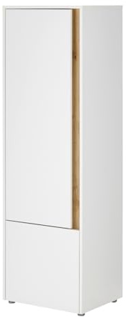 Aktenschrank in weiß und Wotan Eiche Büroschrank für Homeoffice und Büro Büromöbel Ordnerschrank Hochschrank 50 x 158 cm Center (Aktenschrank 4)