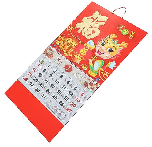 STOBOK Wandkalender Mit Drachenmotiv Chinesischer Jahreskalender Zum Aufhängen Dekorativer Monatskalender Aus Hochwertigem Papier Für Schlafzimmer Wohnzimmer Und Büro