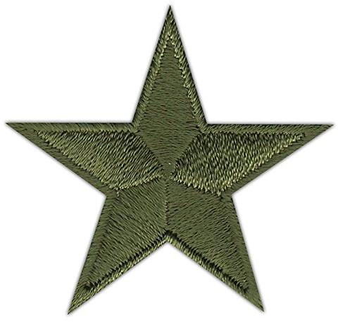 Stern Army Grün klein Aufnäher zum aufbügeln oder aufnähen Bügelbild Aufbügler für Kleidung gestickter Bügelpatch Applikation Star Patch Größe 4,5 x 4,5 cm