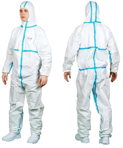 Tuta protettiva OxyChem C310 - SM. S, di alta qualità, antielettrostatica, resistente a prodotti chimici, rischi biologici, infezioni - perfetta per industria, servizi sanitari, (L)